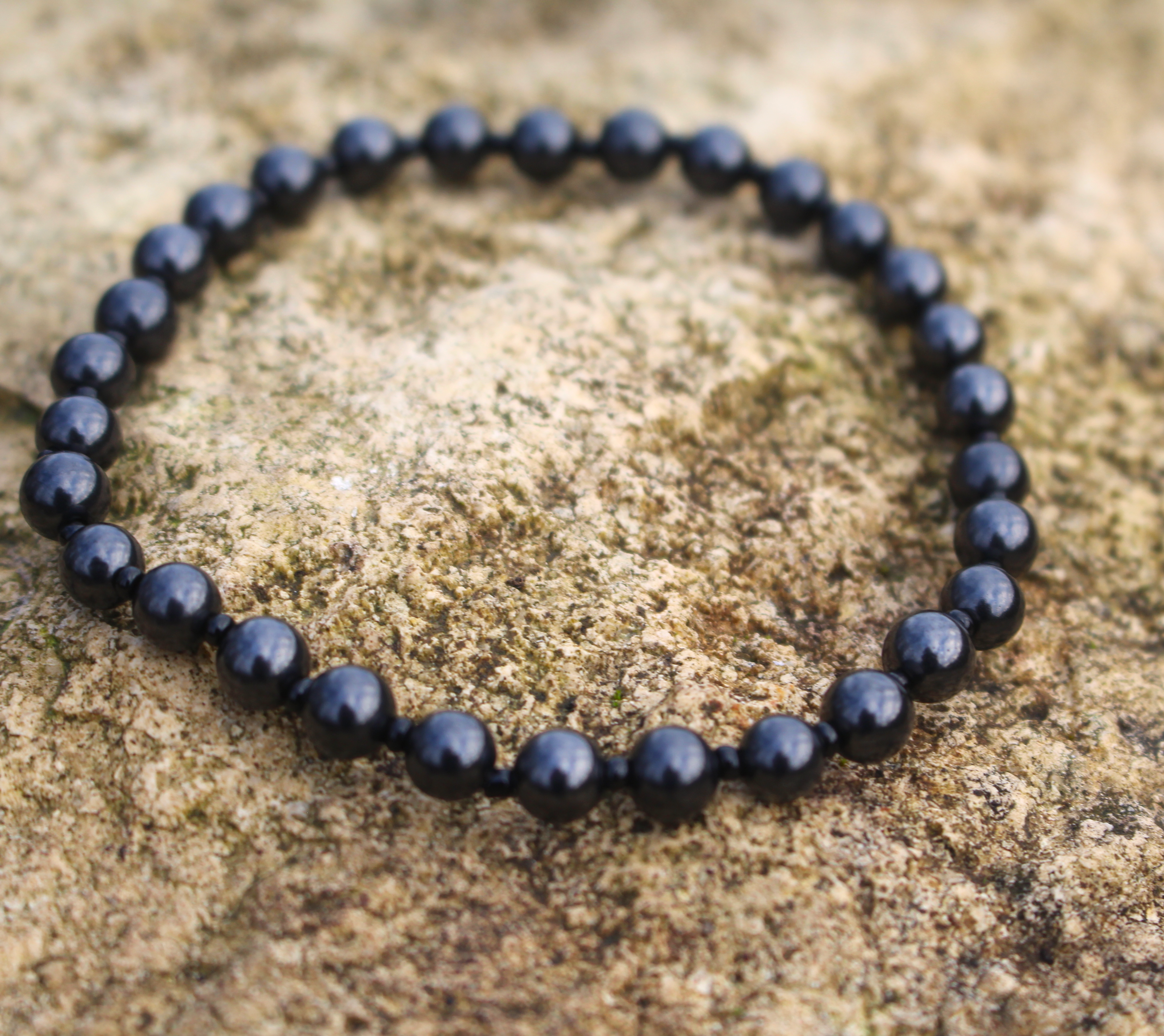 Shungite Bead Bracelets 5/6/8mm or 10mm Olive, Sourced from Zazhoginsky in Karelia - Image 2