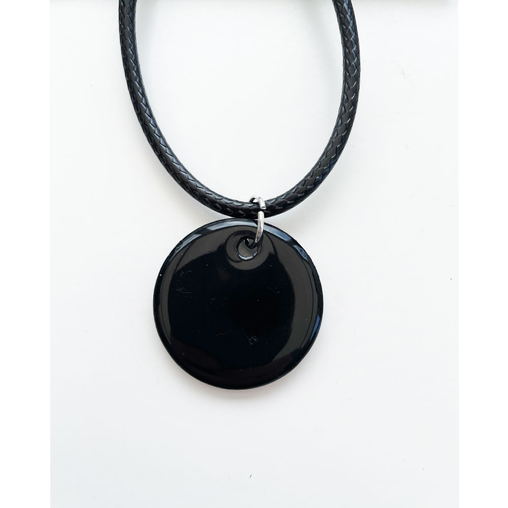 Emf Protection: Circle Disk Pendant - Black with EMF Stickers & Easy Earthers! - Image 3