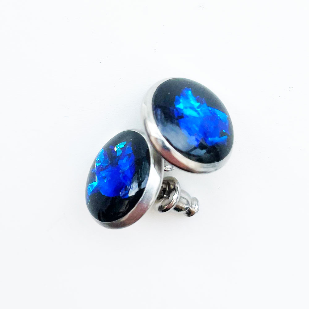 Shungite Stud Ear Rings, Powerful Silver Activated for Whole Body Protection