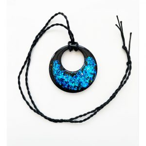 Emf Protection SHUNGITE STONE PENDANT flat 55mm style - Blue