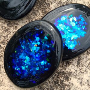 SHUNGITE ACTIVATION STONES, A Pair Polished Flat Oraphim Silver Activated, Powerful Genuine Karelia C60 Fullerenes