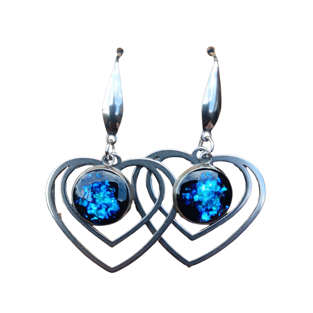 Silver Activated Shungite Earrings, Stylish Stainless Steel Settings - Image 3